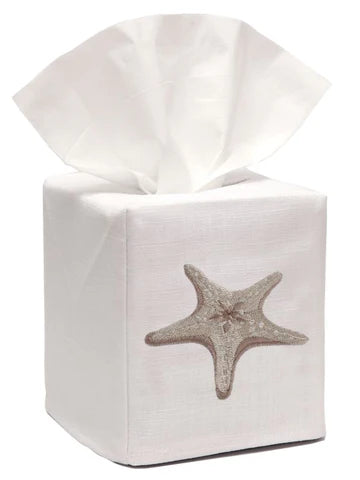 Tissue Box Cover, Embroidered Shell Collection