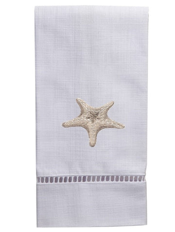 Guest Towel, White Linen/Cotton & Ladder Lace Embroidered