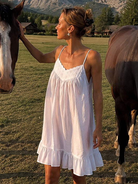Madeline White Cotton Nightgown