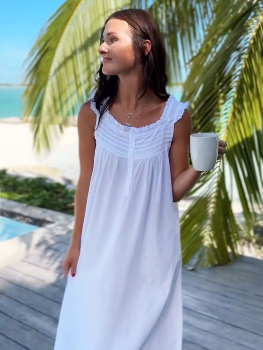 Mandi White Cotton Nightgown