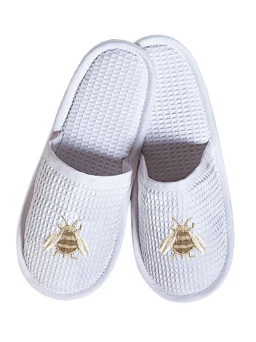Slippers, Waffle Weave, Embroidered