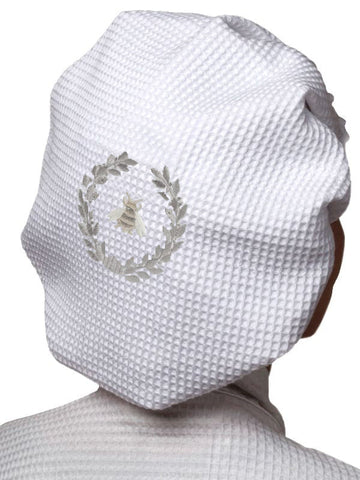 Shower Cap, Waffle Weave, Embroidered Nature
