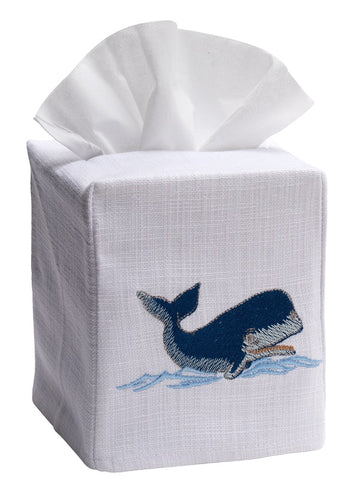 Tissue Box Cover, Embroidered Sea Life