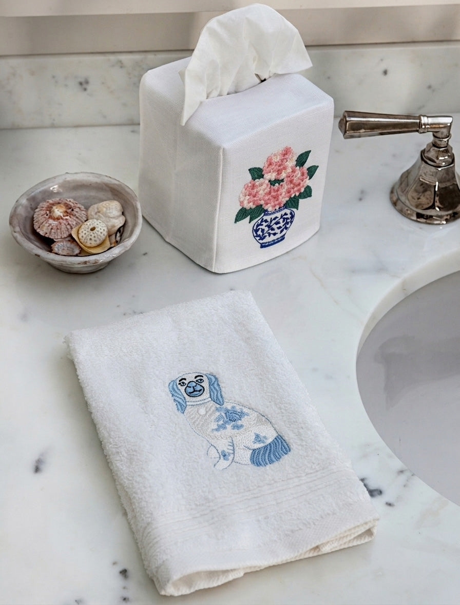 Guest Towel, Terry, Embroidered Botanical