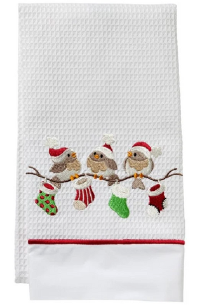 Tissue Box Cover & Guest Towel Set, Christmas Birds on Branch