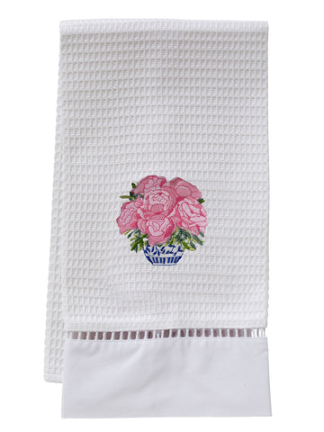 Guest Towel, Ladder Lace, Embroidered Botanical