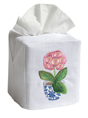Tissue Box Cover, Embroidered Topiary