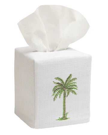Tissue Box Cover, Embroidered Topiary