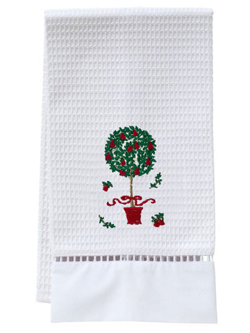 Guest Towel, Ladder Lace, Embroidered Holiday
