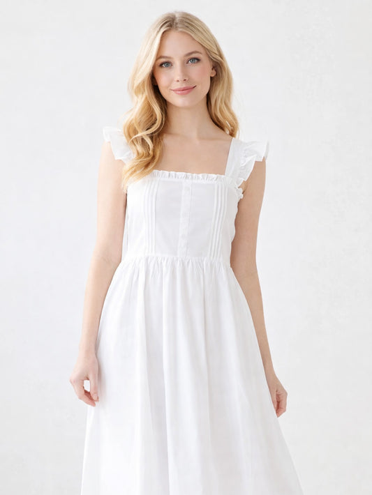 Pippa White Cotton Nightgown