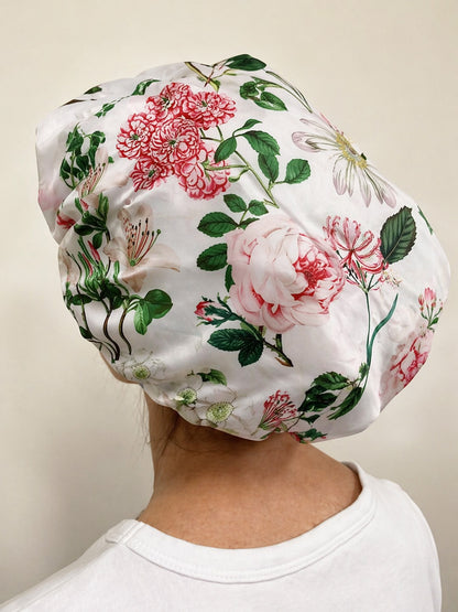 Shower Cap, Peony Design (Pink)