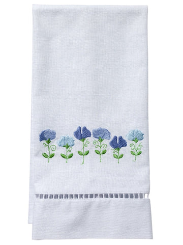 Guest Towel, White Linen/Cotton & Ladder Lace Embroidered