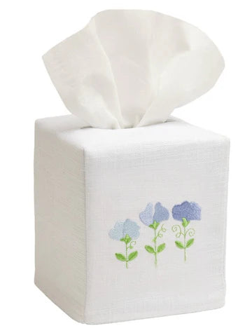 Tissue Box Cover, Embroidered Botanical