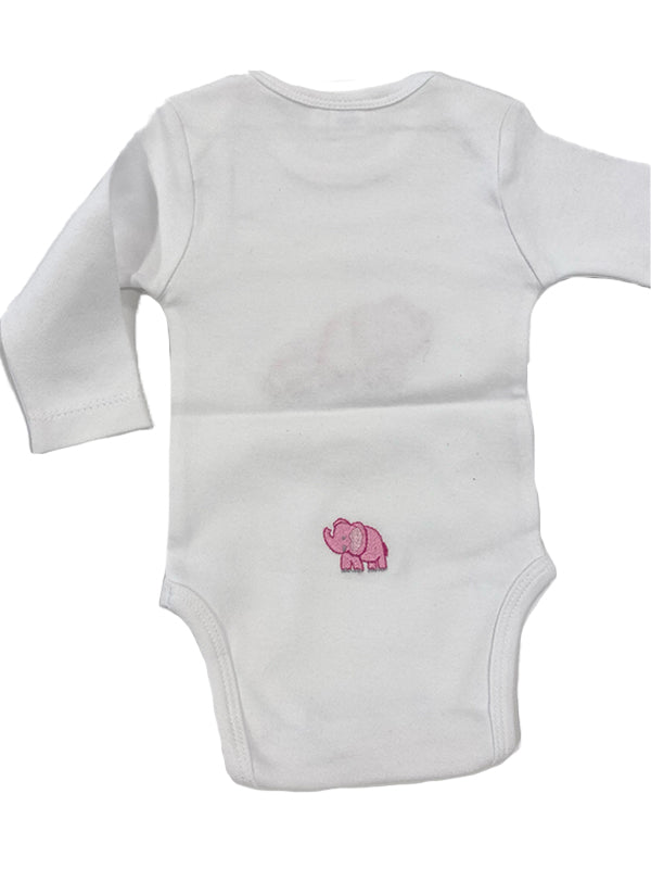 Onesie (Long Sleeve), Elephant & Baby (Pink)