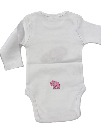 Onesie (Long Sleeve), Elephant & Baby (Pink)