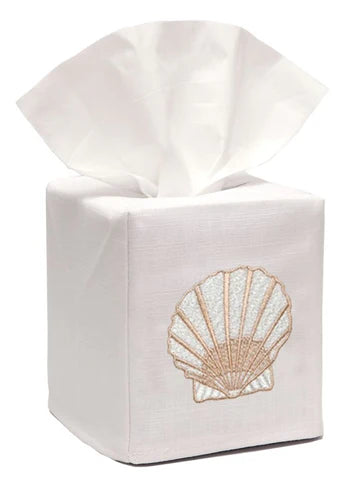 Tissue Box Cover, Embroidered Shell Collection