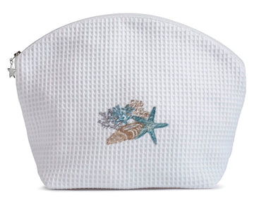 Cosmetic Bag (Medium), Embroidered Coastal