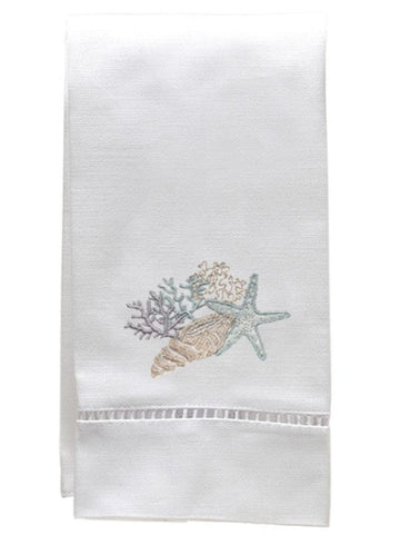 Guest Towel, White Linen/Cotton & Ladder Lace Embroidered
