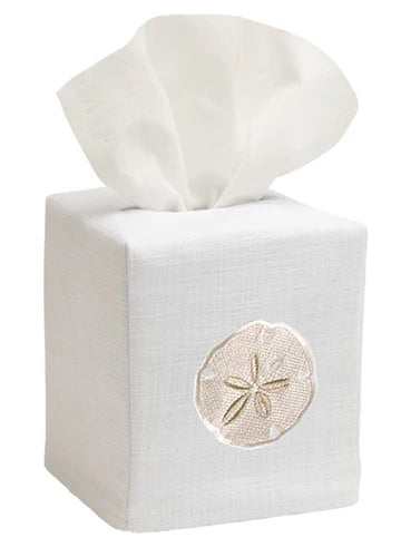 Tissue Box Cover, Embroidered Shell Collection