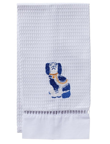 Guest Towel, Ladder Lace, Embroidered Chinoiserie