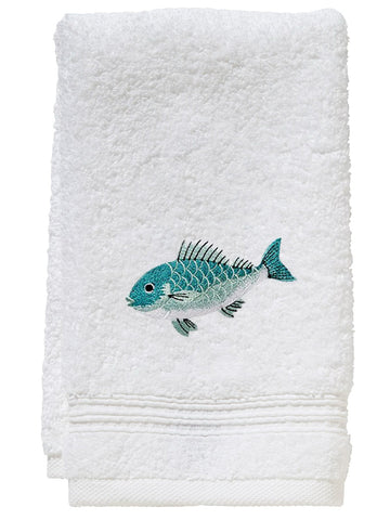 Guest Towel, Terry, Embroidered Fish
