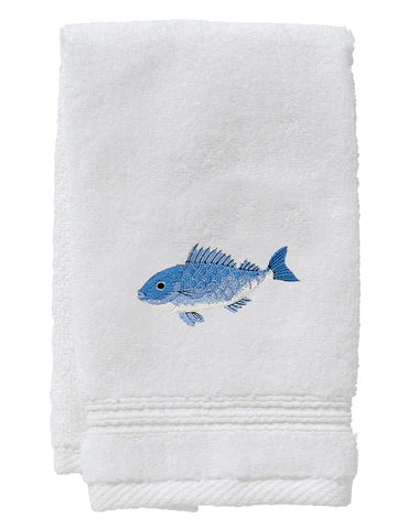 Guest Towel, Terry, Embroidered Fish