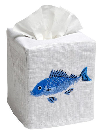 Tissue Box Cover, Embroidered Sea Life