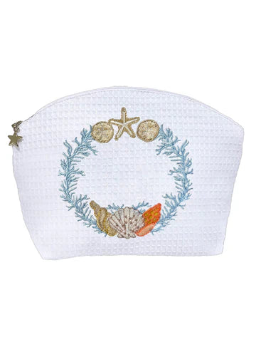 Cosmetic Bag (Medium), Embroidered Coastal