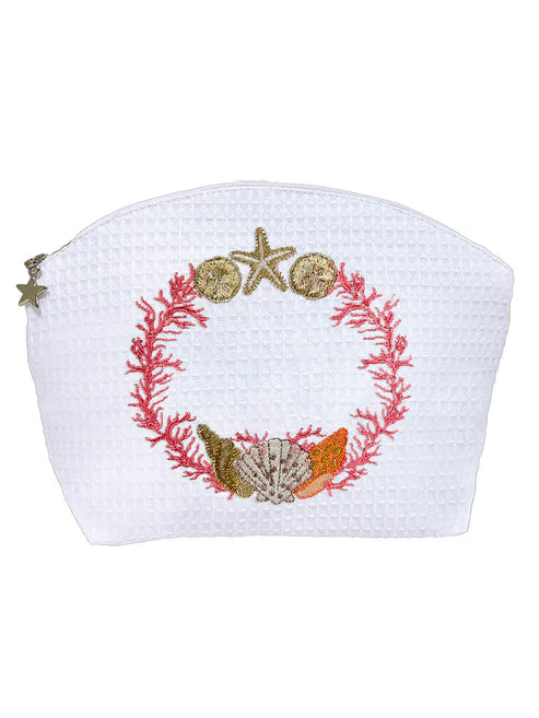 Cosmetic Bag (Medium), Embroidered Coastal
