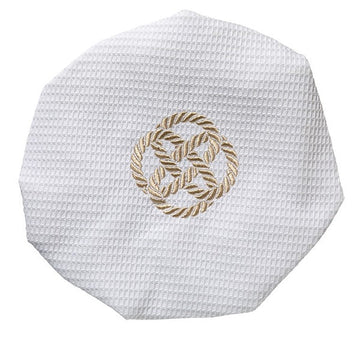 Shower Cap, Waffle Weave, Embroidered Coastal