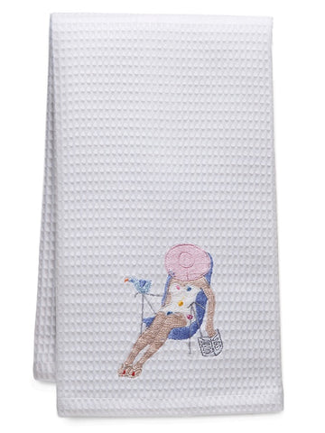 Guest Towel, Waffle Weave, Embroidered People