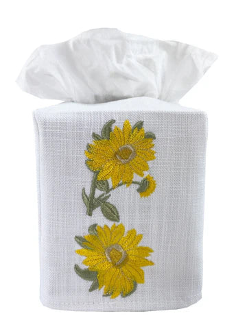 Tissue Box Cover, Embroidered Botanical