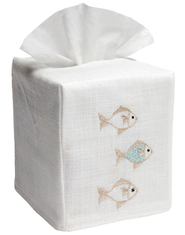 Tissue Box Cover, Embroidered Sea Life