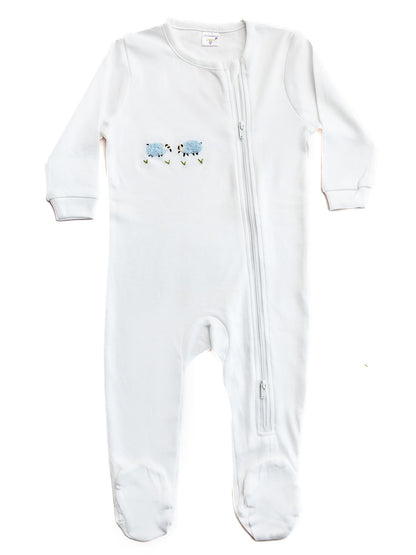 Baby Footie, Combed Cotton, Embroidered