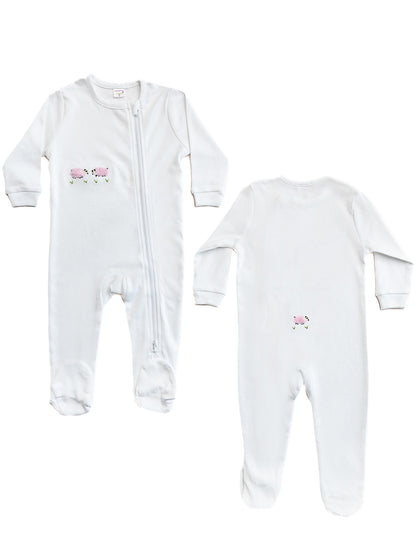 Baby Footie, Combed Cotton, Embroidered