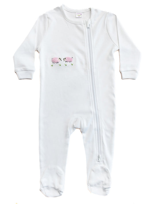 Baby Footie, Combed Cotton, Embroidered