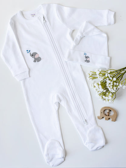 Baby Footie, Combed Cotton, Embroidered