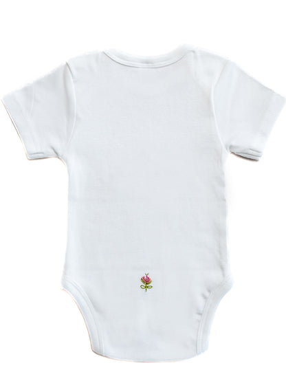 Onesie (Short Sleeve), Combed Cotton, Rosebuds & Butterfly