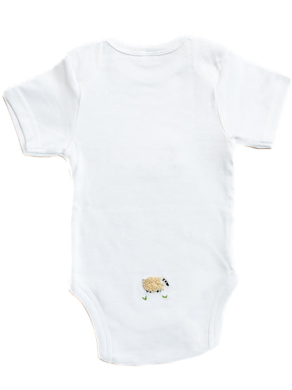 Onesie (Short Sleeve), Combed Cotton, Cream Sheep