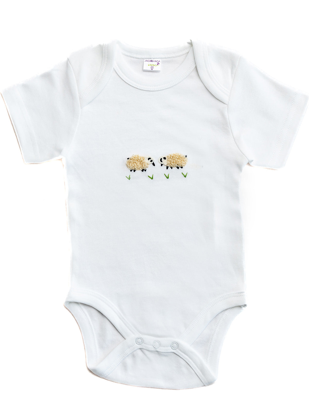 Onesie (Short Sleeve), Combed Cotton, Cream Sheep