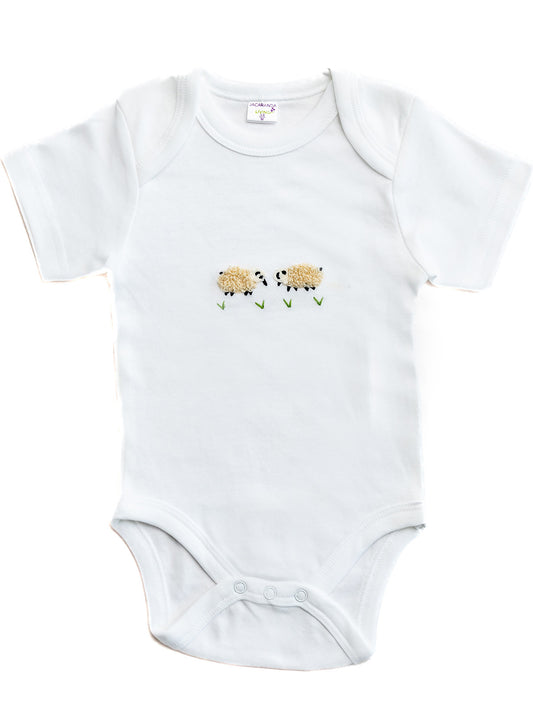 Onesie (Short Sleeve), Combed Cotton, Cream Sheep