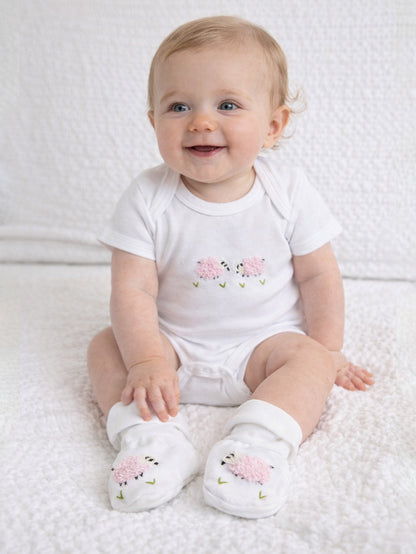 Baby Booties, Combed Cotton, Embroidered