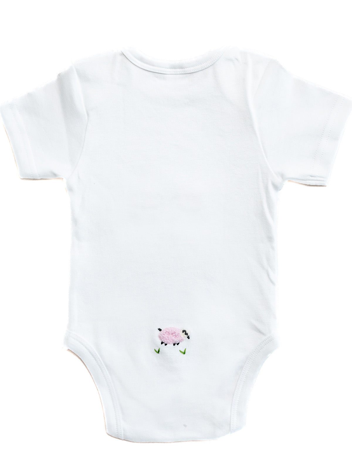 Onesie (Short Sleeve), Combed Cotton, Pink Sheep