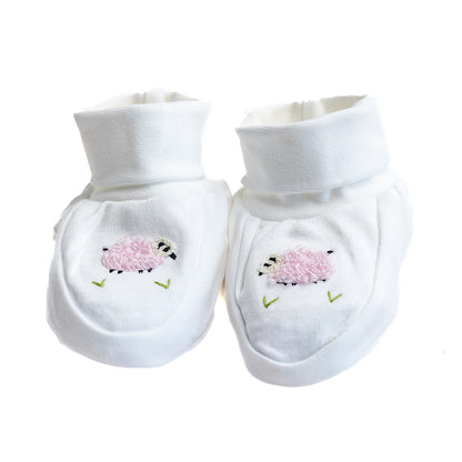 Baby Booties, Combed Cotton, Embroidered