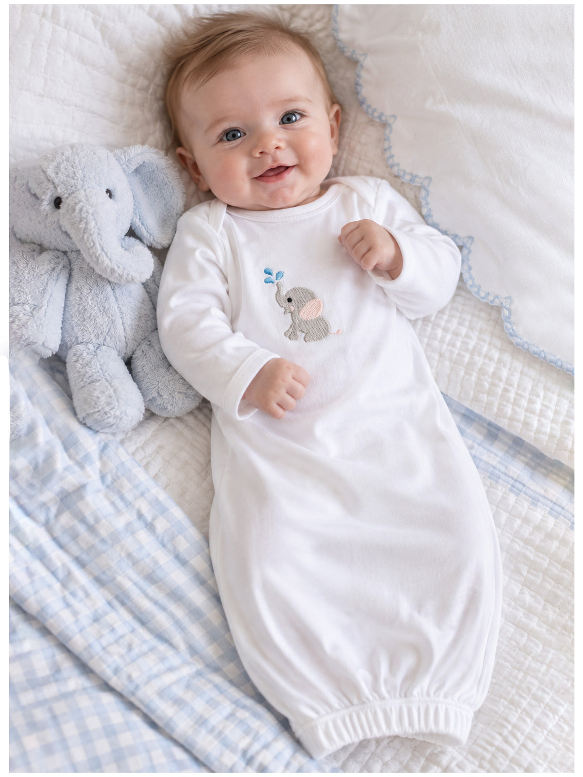 Baby Gown, Combed Cotton, Embroidered