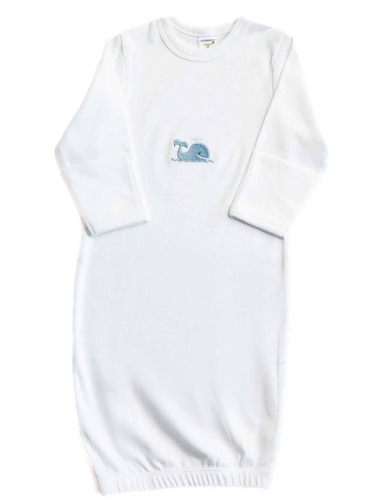 Baby Gown, Combed Cotton, Embroidered Willy Whale