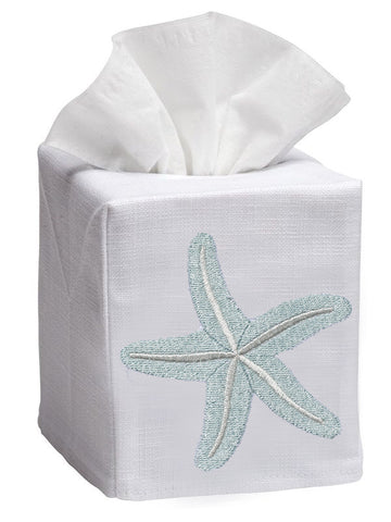 Tissue Box Cover, Embroidered Shell Collection