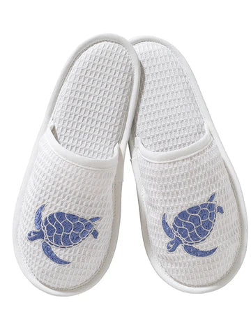 Slippers, Waffle Weave, Embroidered
