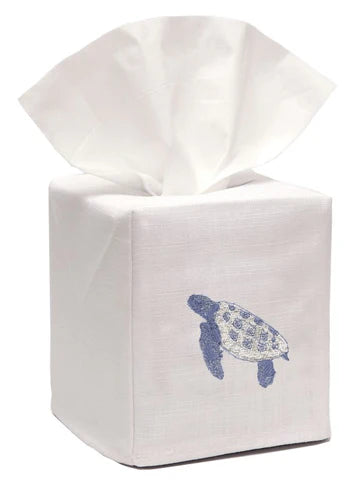 Tissue Box Cover, Embroidered Sea Life