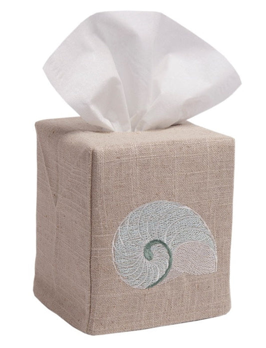 Tissue Box Cover, Natural Linen, Sea life